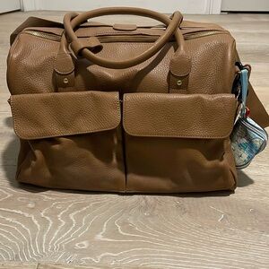 PacaPod Tan Leather Diaper + Duffel Bag Firenze Style NWOT
